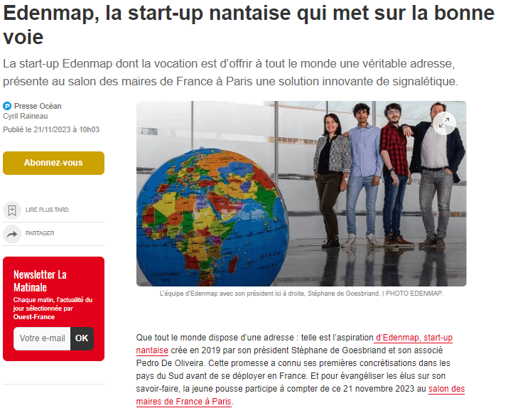 Article-presse-ocean-présente-solutions-adressage-et-signalétique-Edenmap